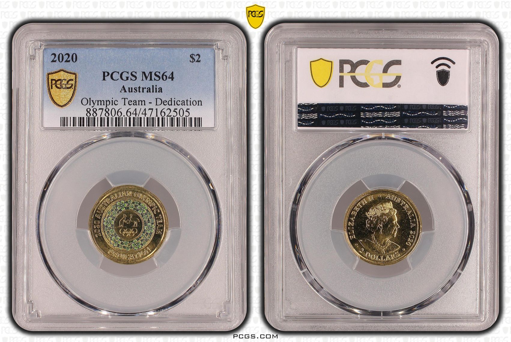 Elizabeth II, Olympic Team - Dedication, Two Dollar, 2020, PCGS MS64