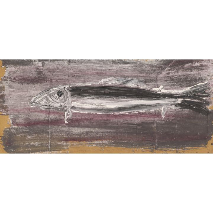 Jay Steensma ''Pink Salmon'' 1991 Oil on Paper Bag