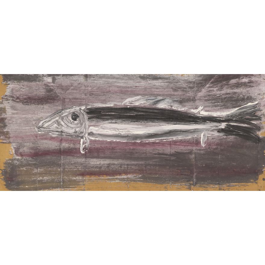 Jay Steensma ''Pink Salmon'' 1991 Oil on Paper Bag