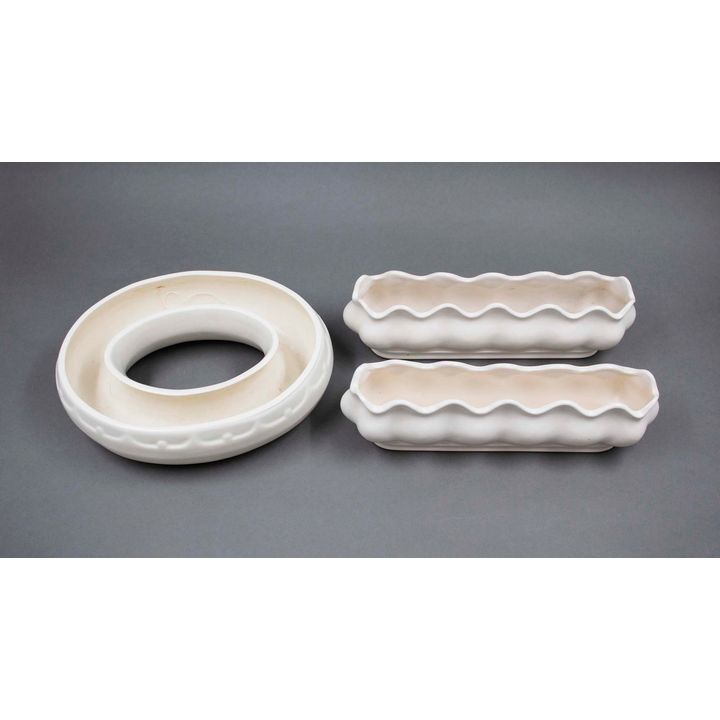 Crown Lynn Potteries - A collection of three white trough vases