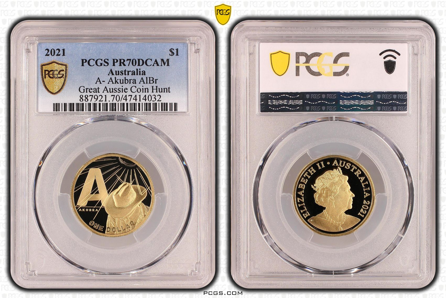Elizabeth II, A- Akubra AlBr, Pop 17/0, One Dollar, 2021, PCGS PR70DCAM