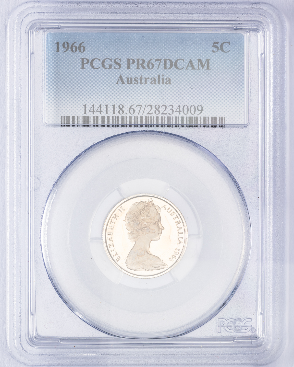Elizabeth II, Five Cent, 1966, PCGS PR67DCAM
