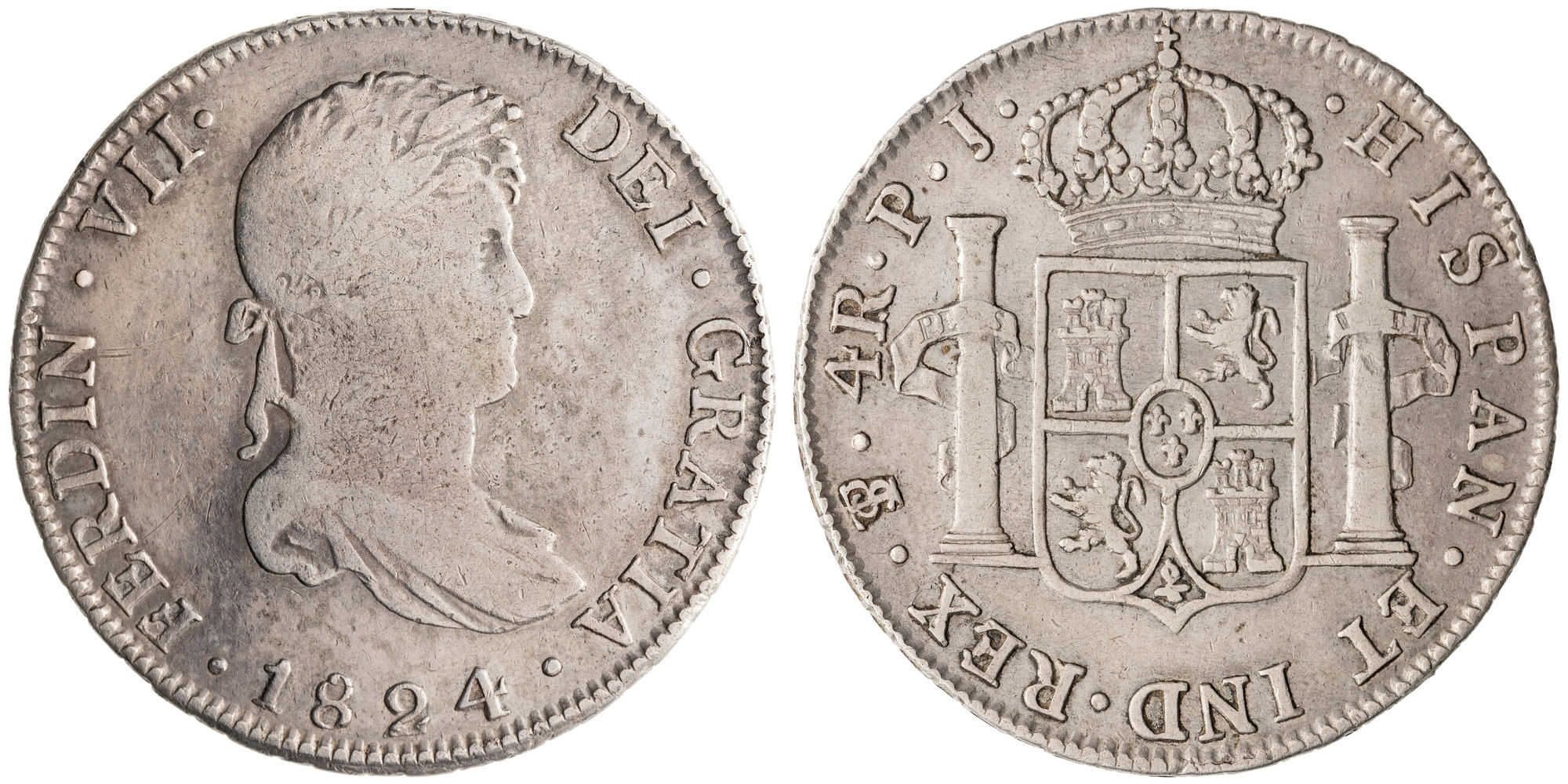 Bolivia, Ferdinand VII, Four Reales, 1824-PJ, aFine