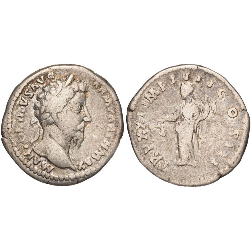 Roman Empire, Marcus Aurelius, Denarius,  VF - gF