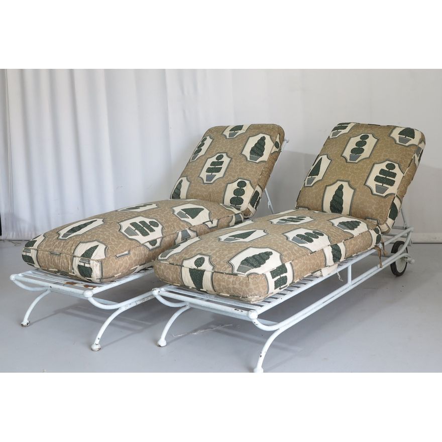 PAIR OF HEAVY STEEL SUN LOUNGERS