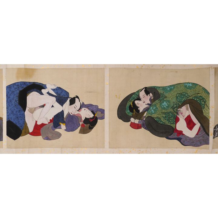 Old Japanese Shunga Painted Hand Scroll