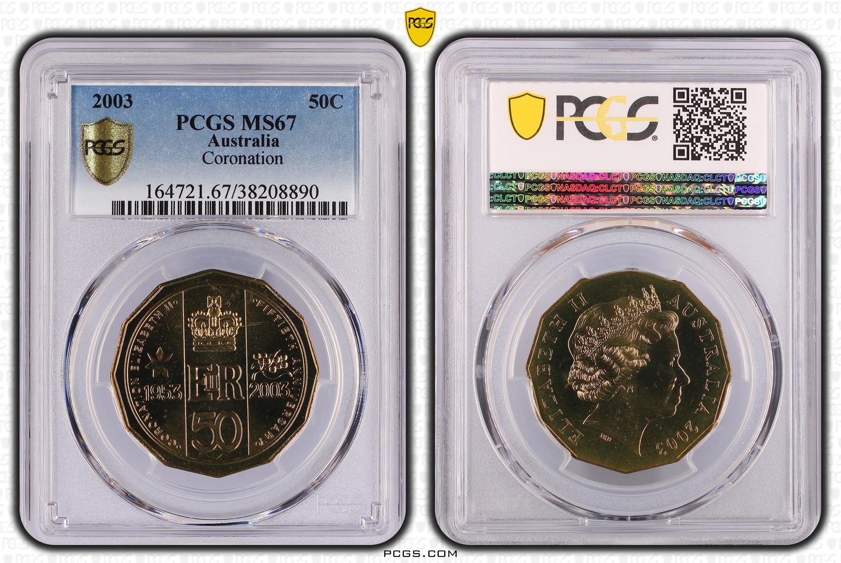 357 · Coronation, Fifty Cent, 2003, PCGS MS67