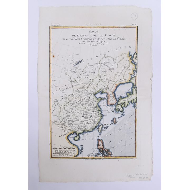 Bonne, Certe de L' Empire de la Chine. 1780