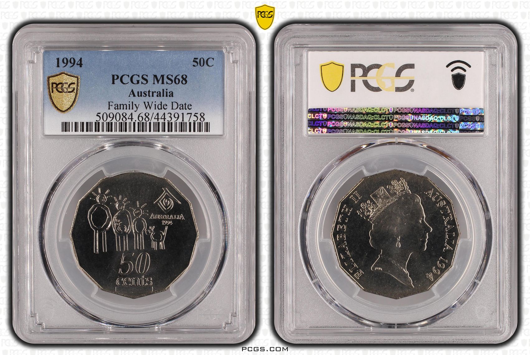 1994 Australia Fifty Cent, 50c Family Wide Date PCGS - MS68 -758