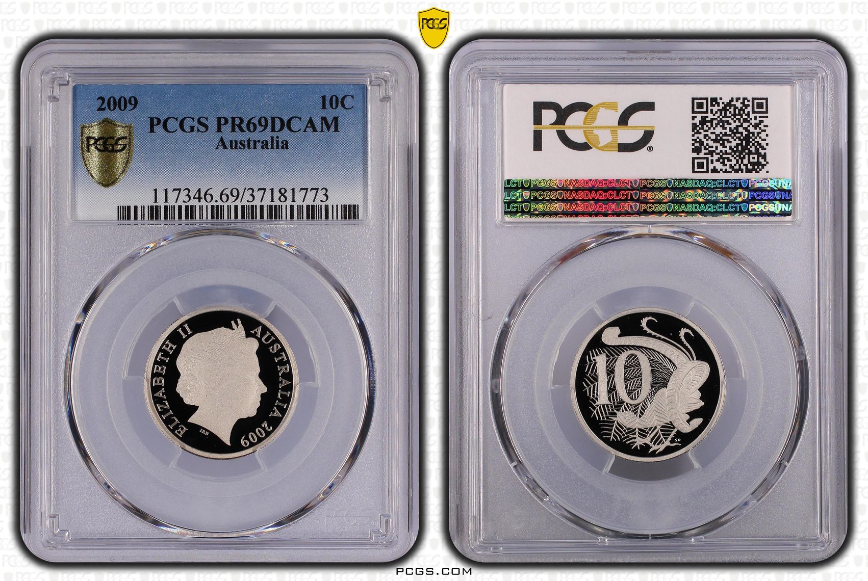 Elizabeth II, Ten Cent, 2009, PCGS PR69DCAM