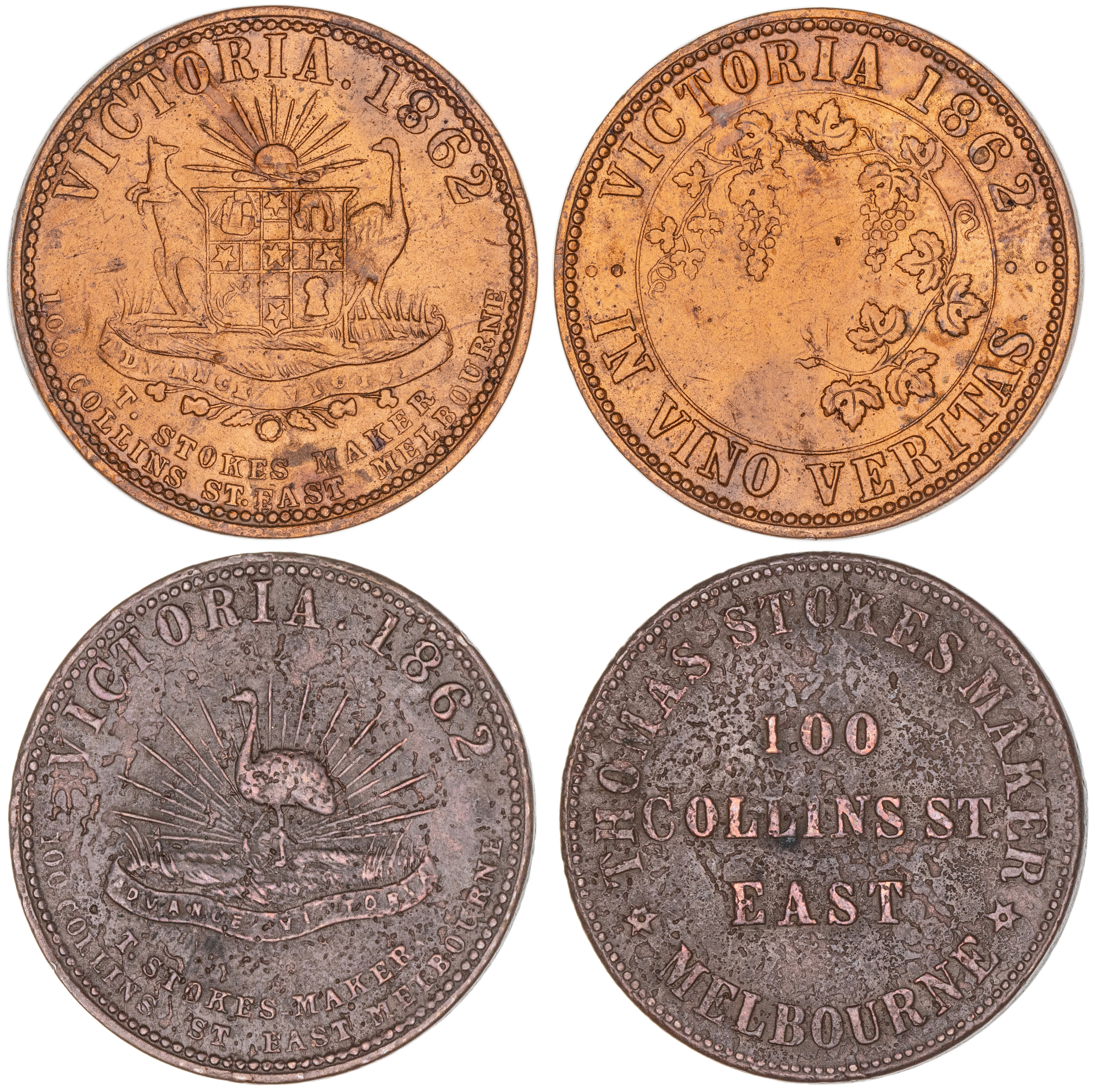 T. Stokes, Melbourne, Vic., Penny, 1862, VF