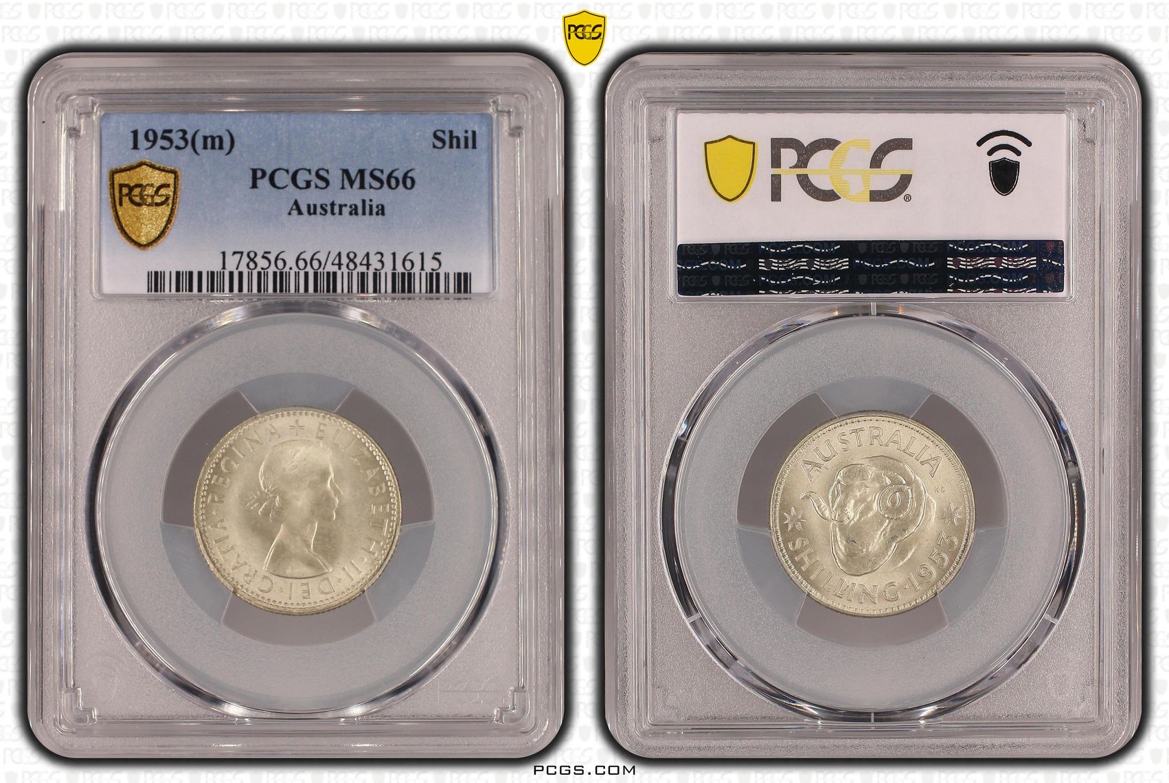 Elizabeth II, Shilling, 1953(m), PCGS MS66