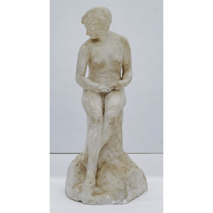 Seated Woman Plaster Sculpture 21" - As Is