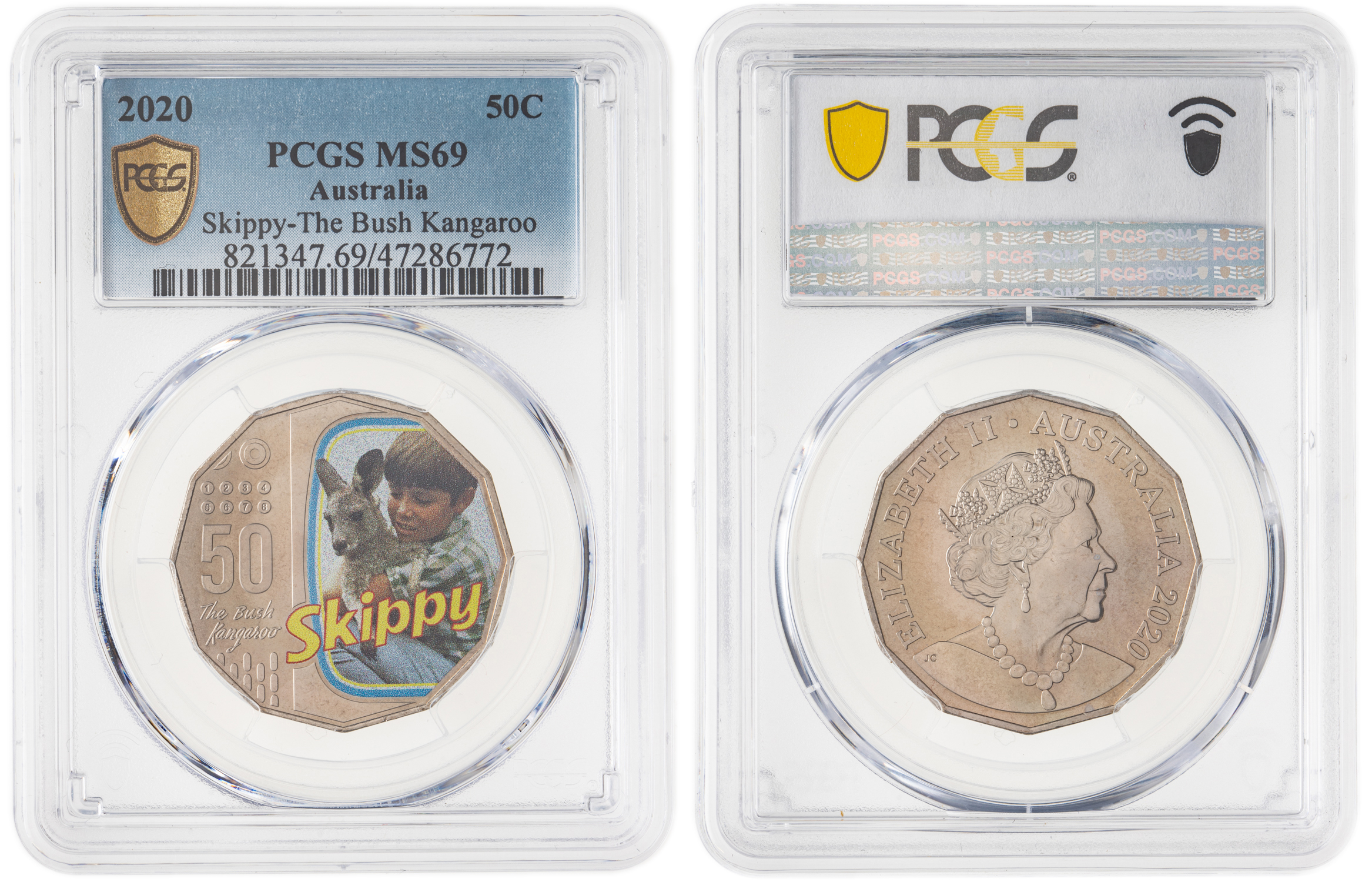 Elizabeth II, Skippy-The Bush Kangaroo, Fifty Cent, 2020, PCGS MS69