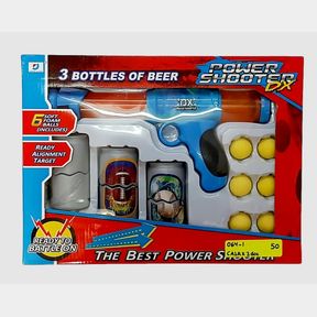 POWER SHOOTER POP BALL GUN CAN ALLEY SHOOTING GAME KIDS TOY SOFT SAFE BALLS
