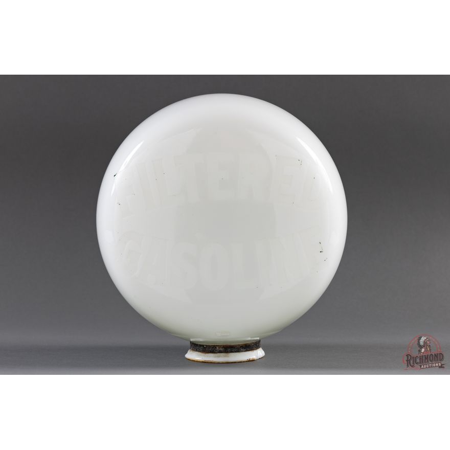 Filtered Gasoline OPE Milk Glass Globe w/ 4" Base TAC 8.9