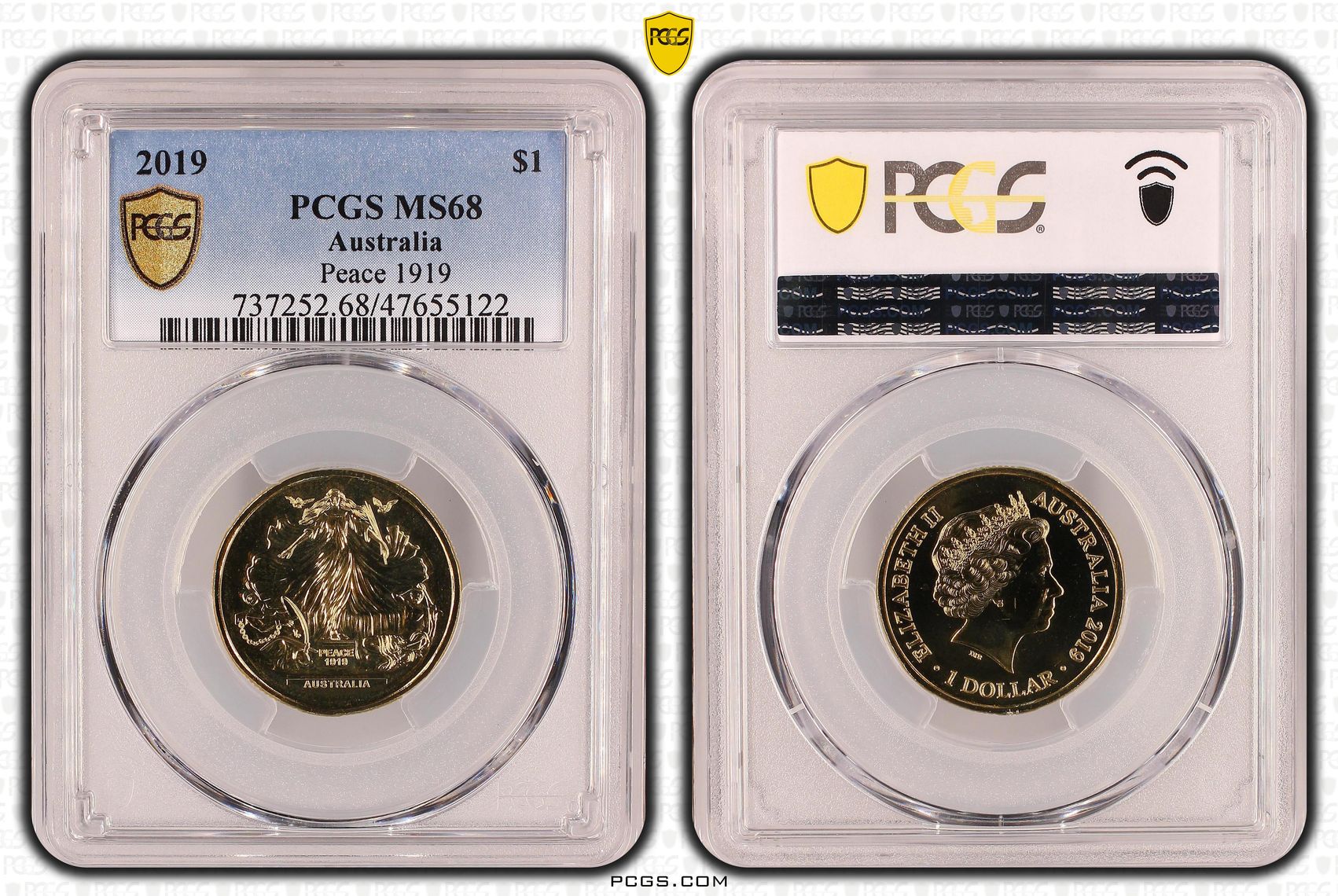 Elizabeth II, Peace 1919, One Dollar, 2019, PCGS MS68