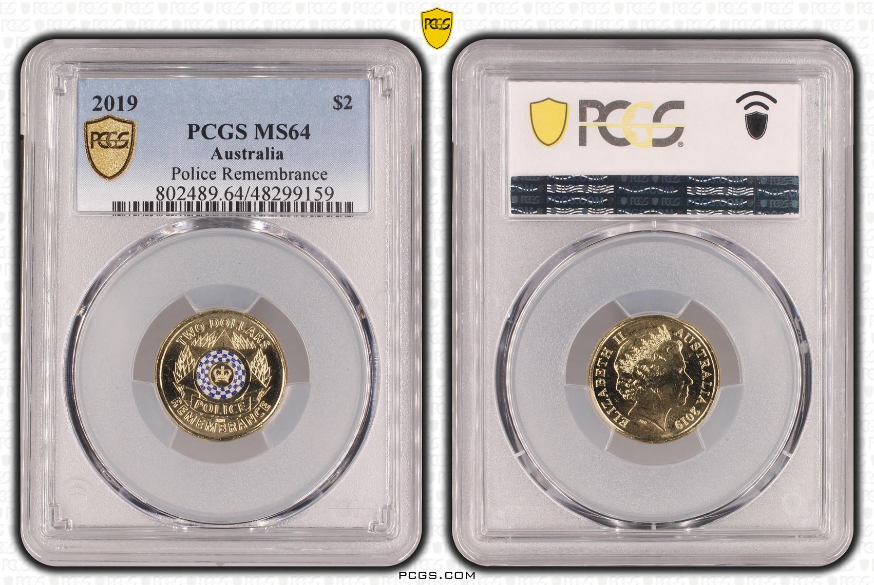 Police Remembrance Colourised, Two Dollar, 2019, PCGS MS64
