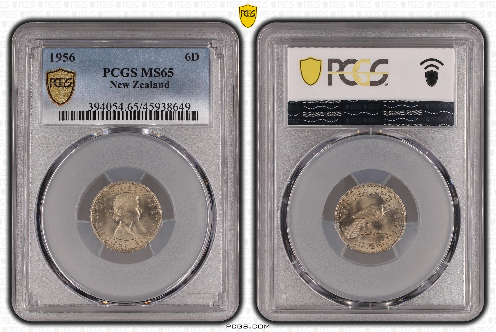 1956 New Zealand Sixpence PCGS - MS65 -649