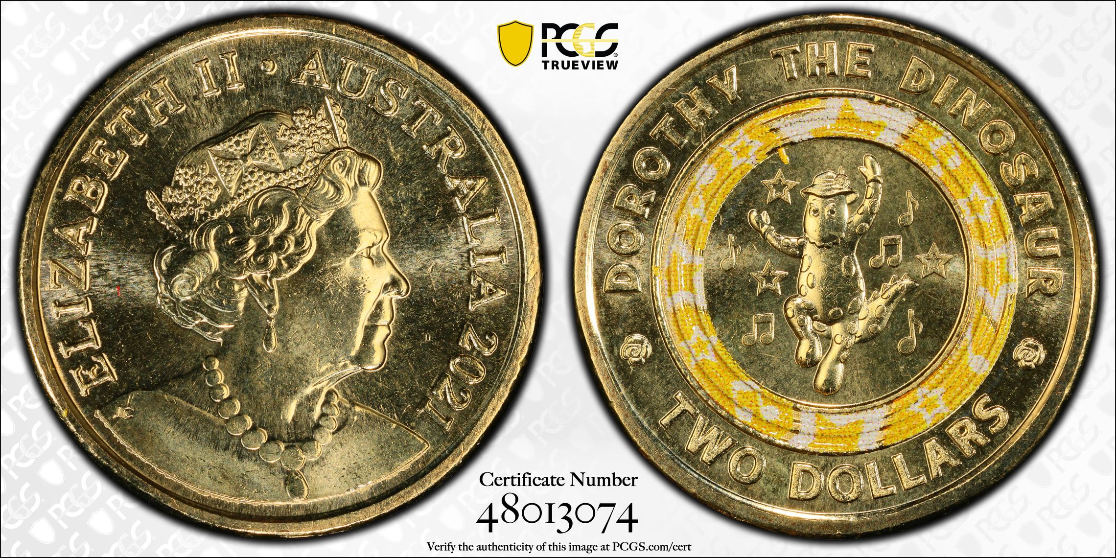 Elizabeth II, Wiggles-Dorothy the Dinosaur POP 12/0, Two Dollar, 2021, PCGS MS68