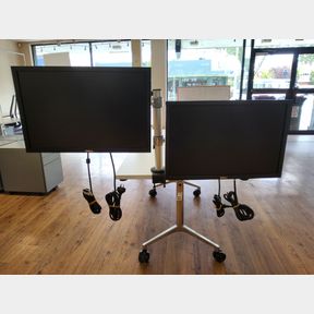 Assorted Dell monitors & height adjustable monitor desk mounts
