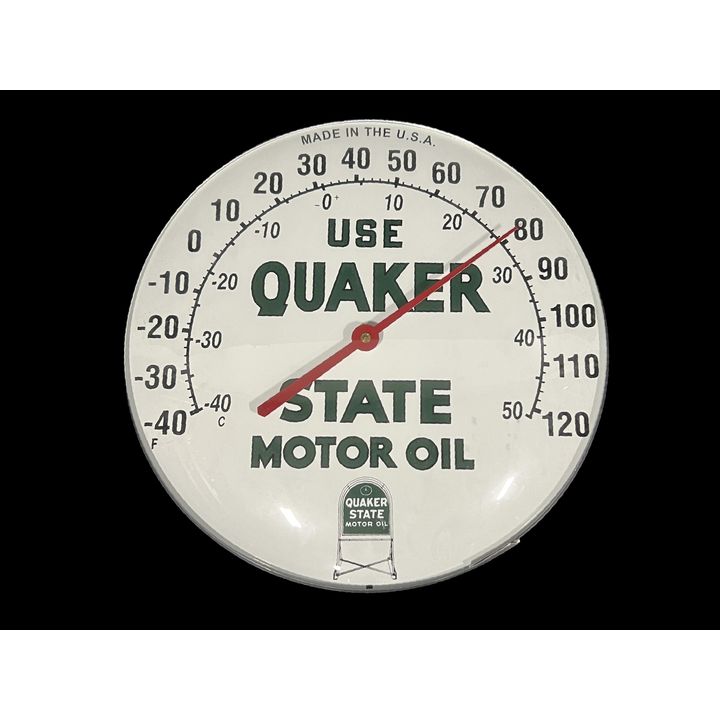 Quaker State Motor Oil Tin Metal Thermometer