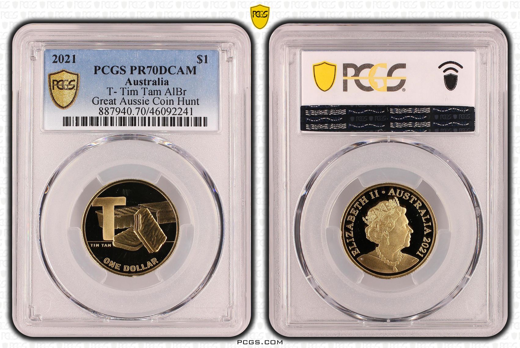 Elizabeth II, T- Tim Tam AlBr, POP 16/0, One Dollar, 2021, PCGS PR70DCAM