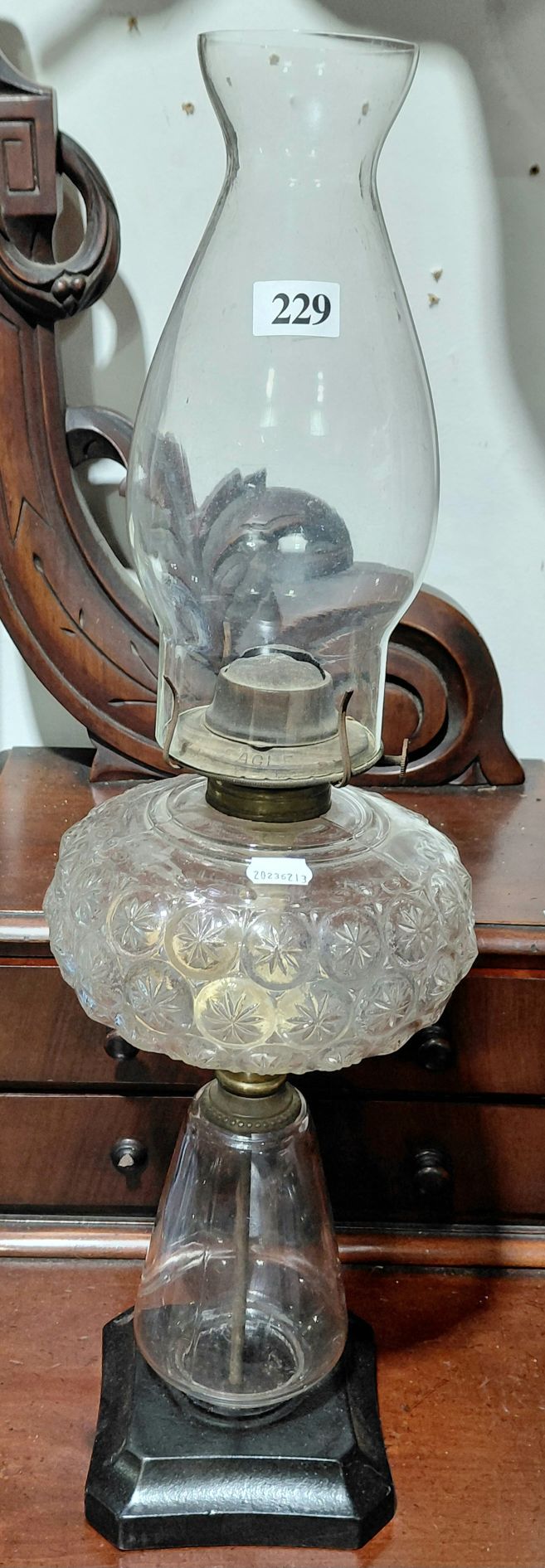 229 · CLEAR GLASS OIL LAMP