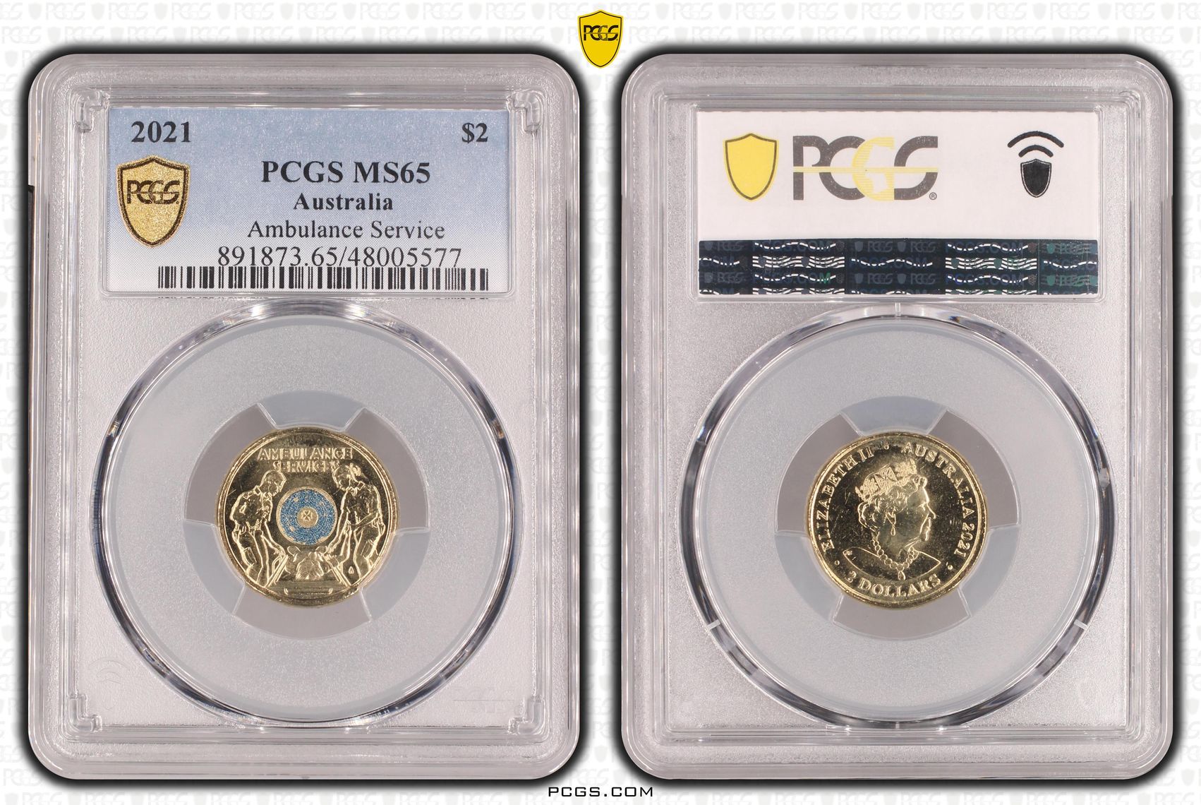 Elizabeth II, Ambulance Service - Colorized, Two Dollar, 2021, PCGS MS65