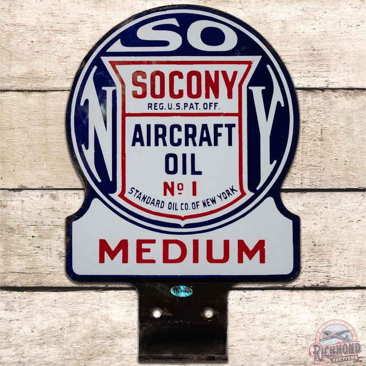 Socony Aircraft Oil No. 1 Medium DS Porcelain Paddle Sign
