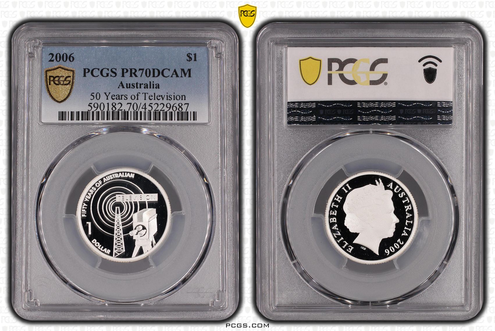 50 Years of Television, POP 6/0, One Dollar, 2006, PCGS PR70DCAM