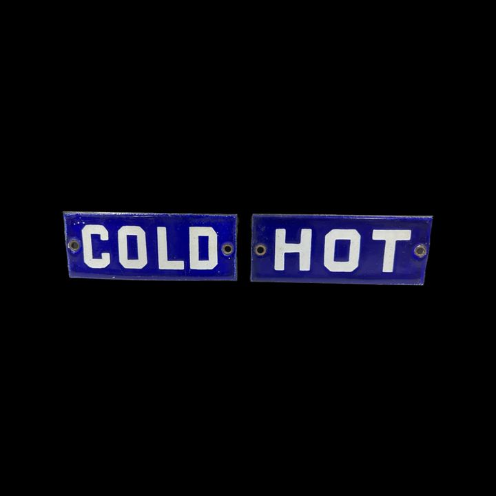 Hot Cold Porcelain Bathroom Restroom Porcelain Sign