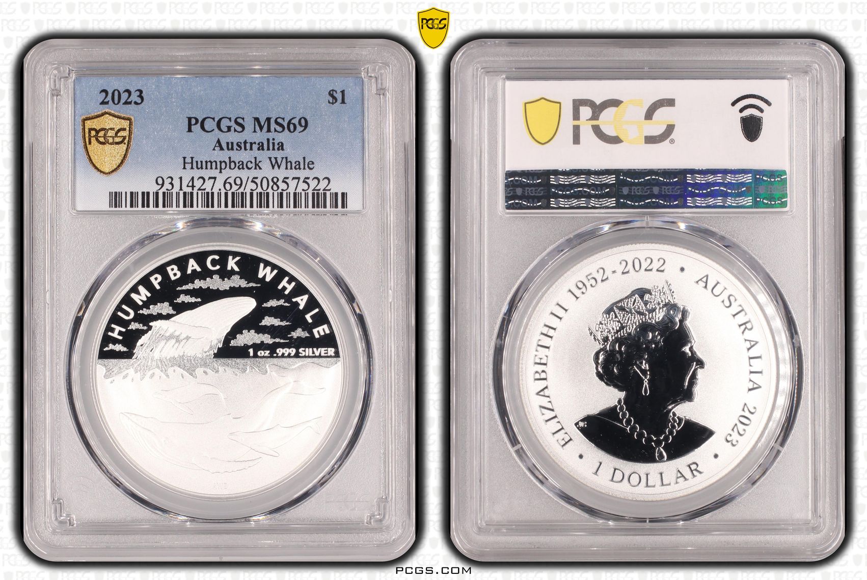 340 · Humpback Whale 1oz Silver, One Dollar, 2023, PCGS MS69