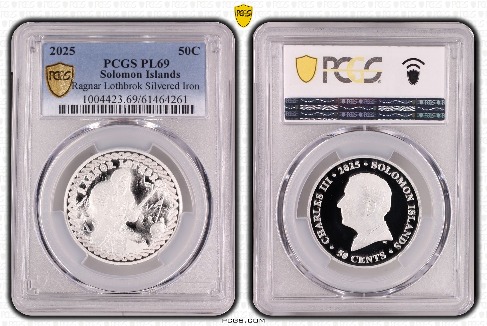 Solomon Islands, Ragnar Lothbrok Silvered Iron, 3/0, Fifty Cent, 2025, PL69