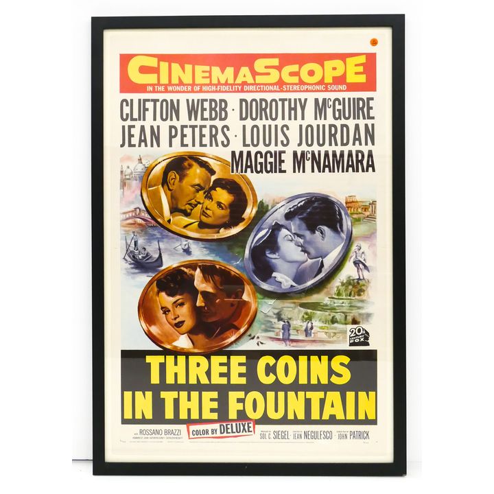 1954 Three Coins in the Fountain Vintage Movie Poster Frame- 45x31'' (LW)