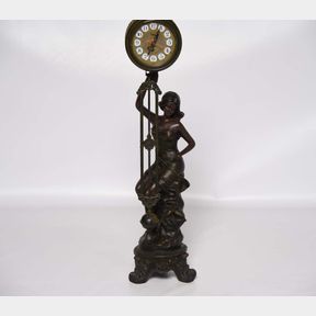 Vintage Resin Bronze Finish Quartz Clock Woman Statue