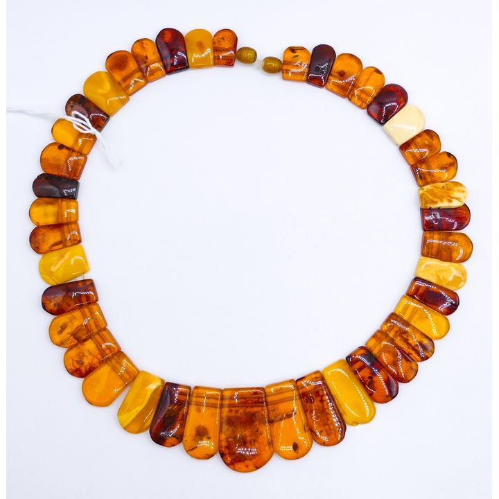 Vintage Two-Tone Natural Amber Choker Necklace 20'' - 50 Grams