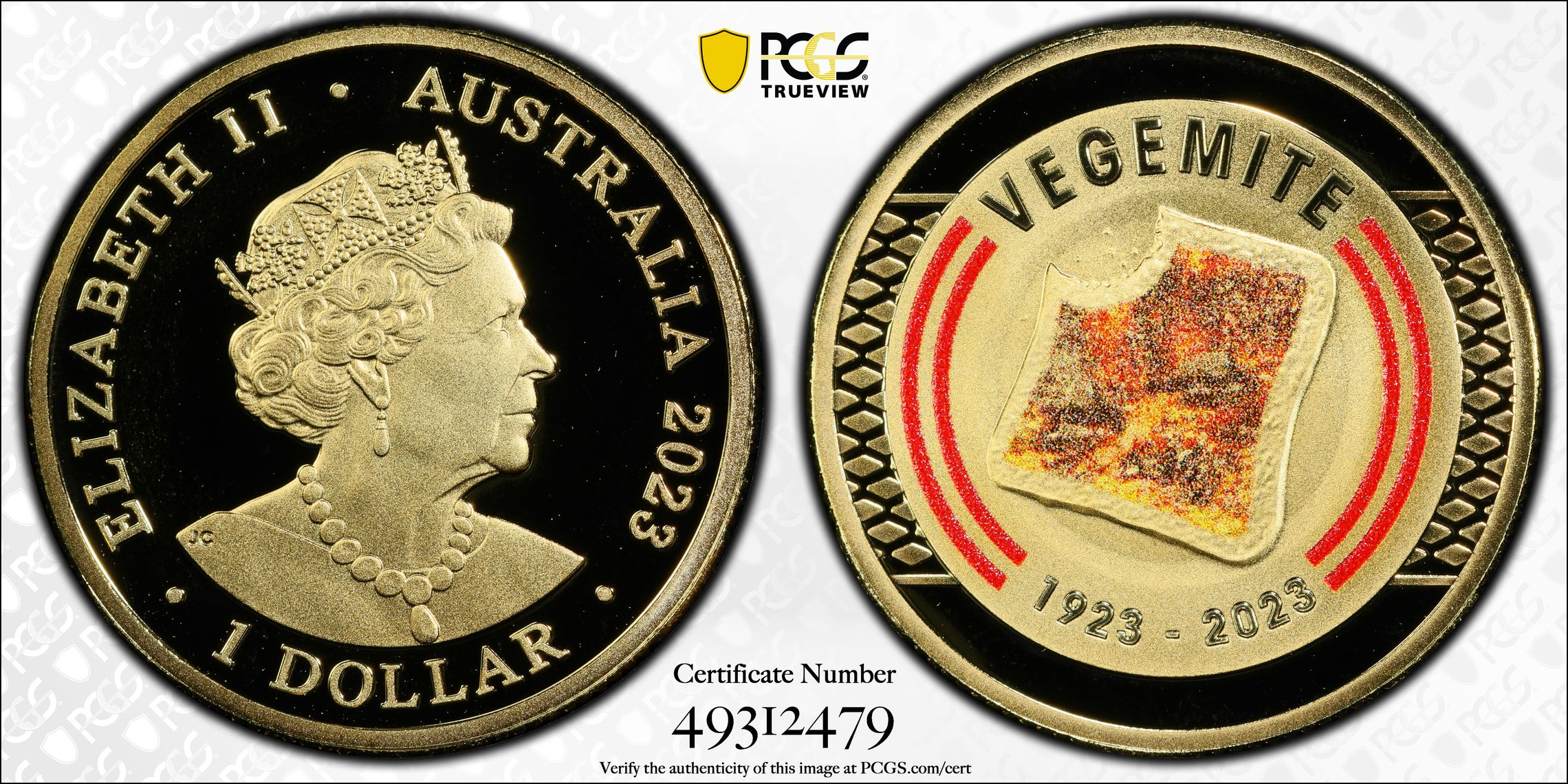 Vegemite Centenary - Colorized, One Dollar, 2023, PCGS PR70DCAM