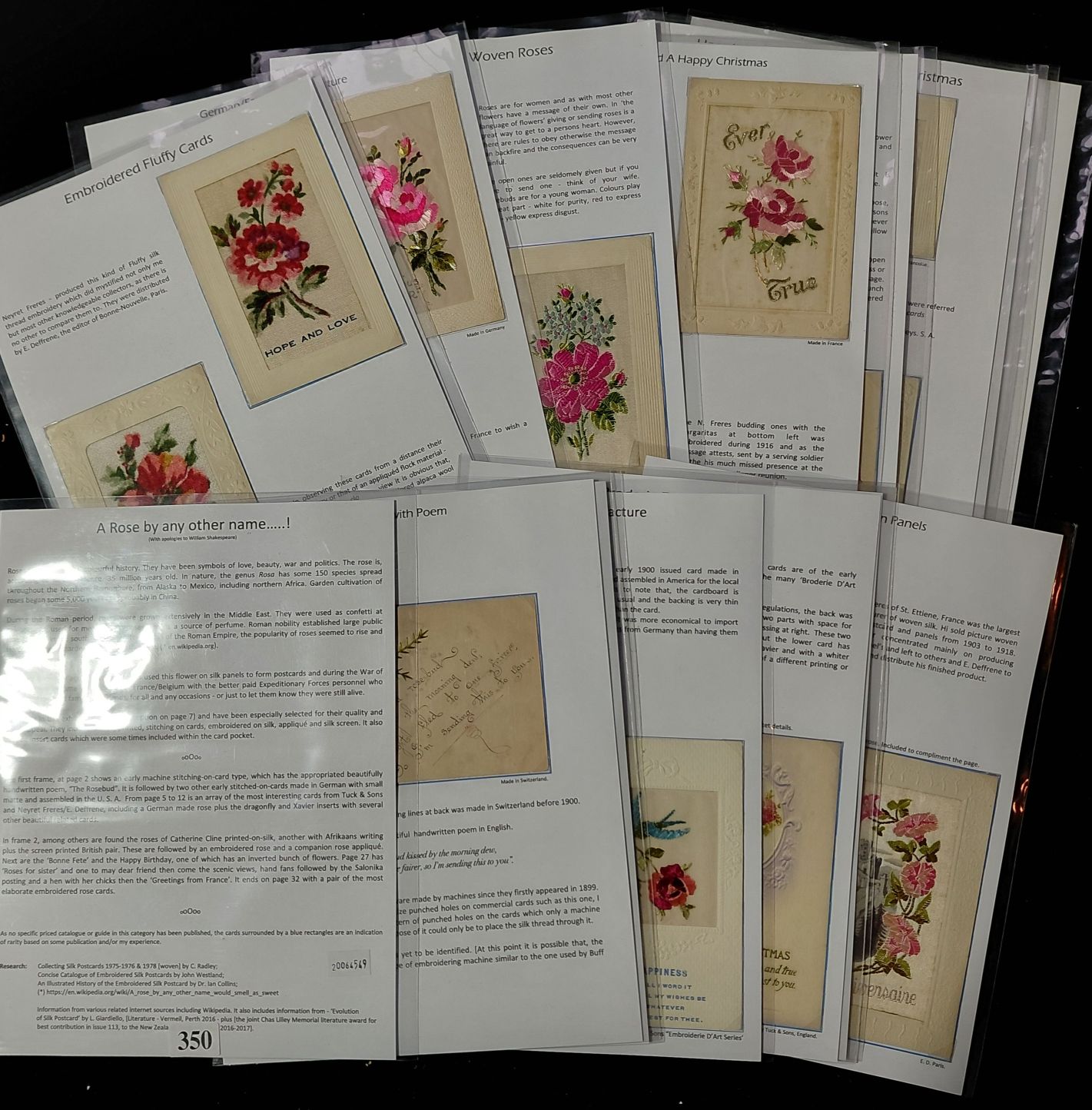 350 · SILK POSTCARDS - ROSES