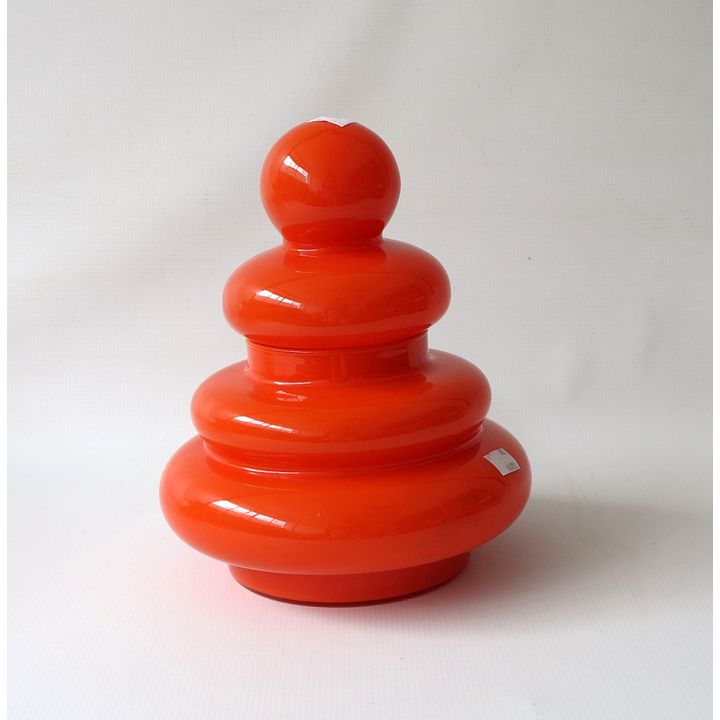 RIBBED ORANGE GLASS TABLE LAMP