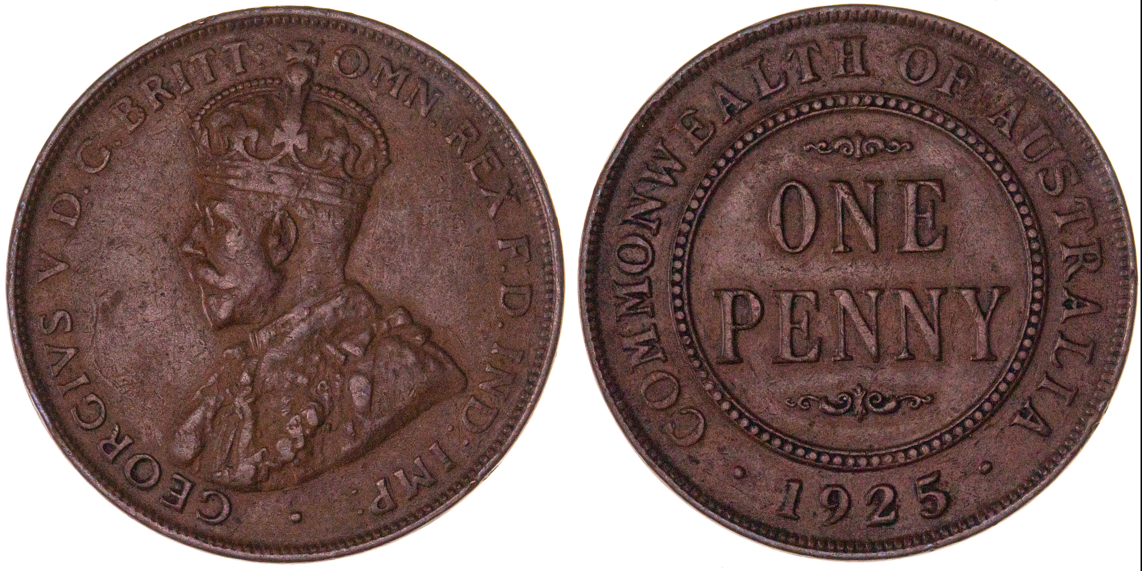 George V, Penny, 1925, aVF