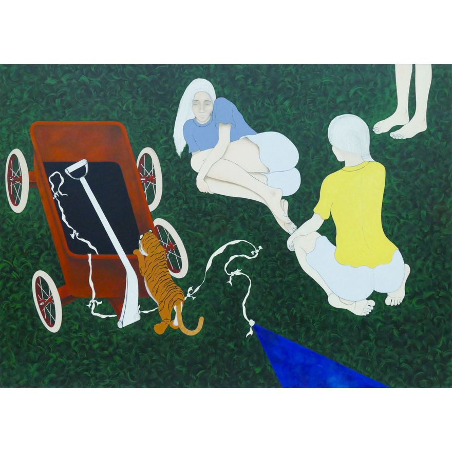 Porter A. Lewis ''Resting Fantasy'' Large Acrylic on Canvas 48''x68''