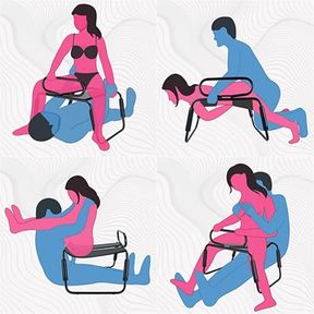Sex Chair Adjustable Height Sex Bench Bouncing Mount Sex Stool Weightless Position Bouncer Chair with Handrail and Dildo Stainless Portable