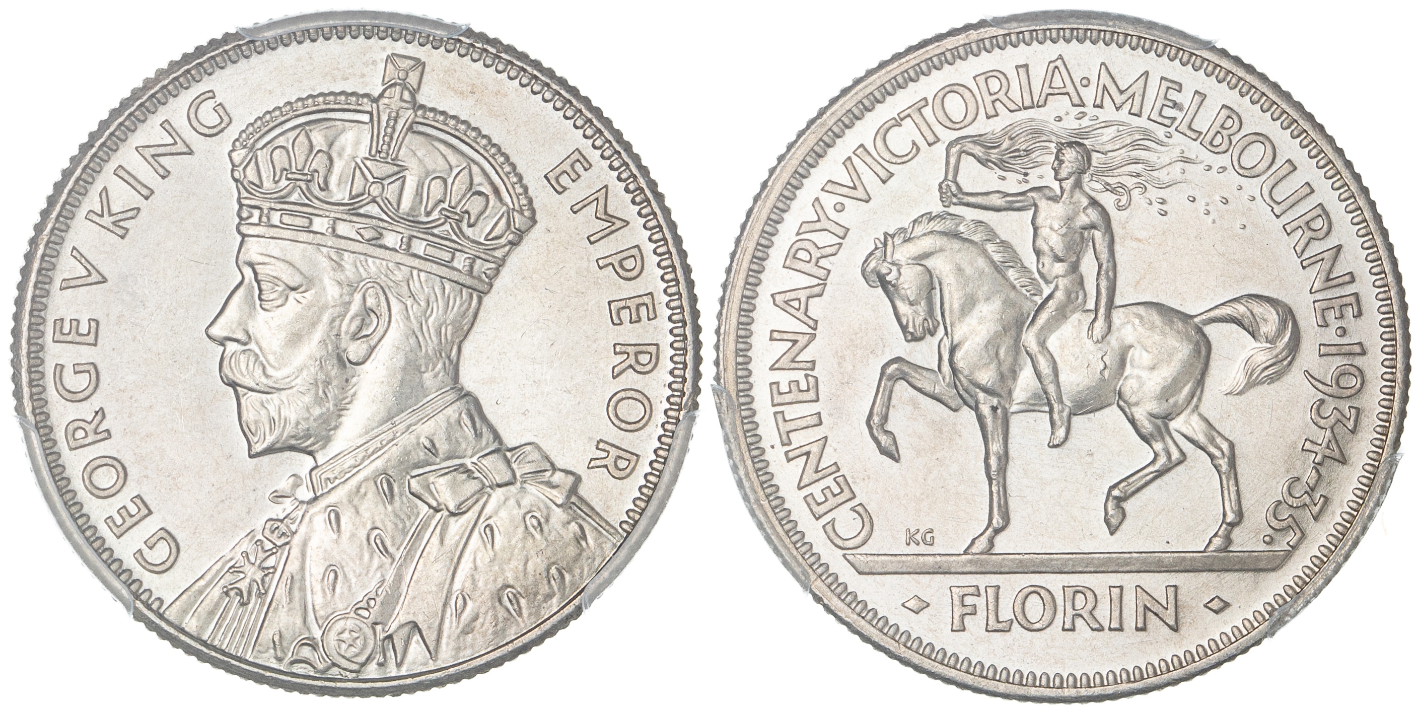 George V, Melbourne Centenary, Florin, 1934-35, PCGS MS64