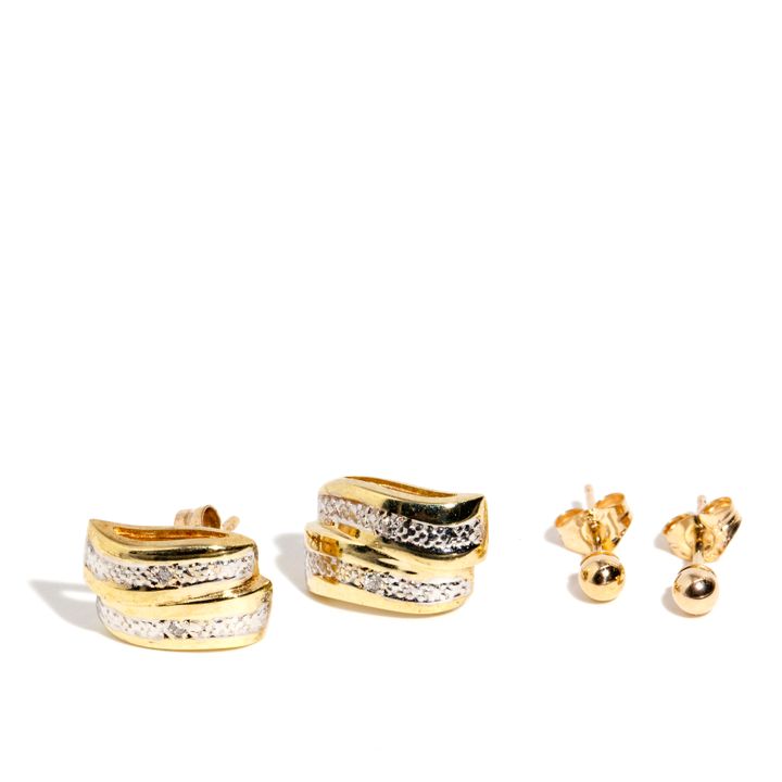Two Pairs of 9 Carat Gold Earrings
