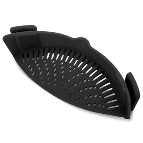 Silicone Food Strainer Clip On Colander Adjustable for Pots Bowls More Black |