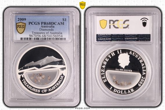 Diamonds Treasures of Australia, POP 1/0, One Dollar, 2009, PCGS PR68DCAM