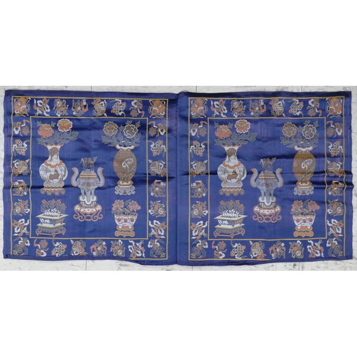Pair Chinese Silk Brocade Cushion Covers 19''x40''