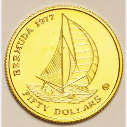 ﾊﾞｰﾐｭｰﾀﾞ-Bermuda エリザベス女王在位25周年記念 50ドル金貨 1977年 