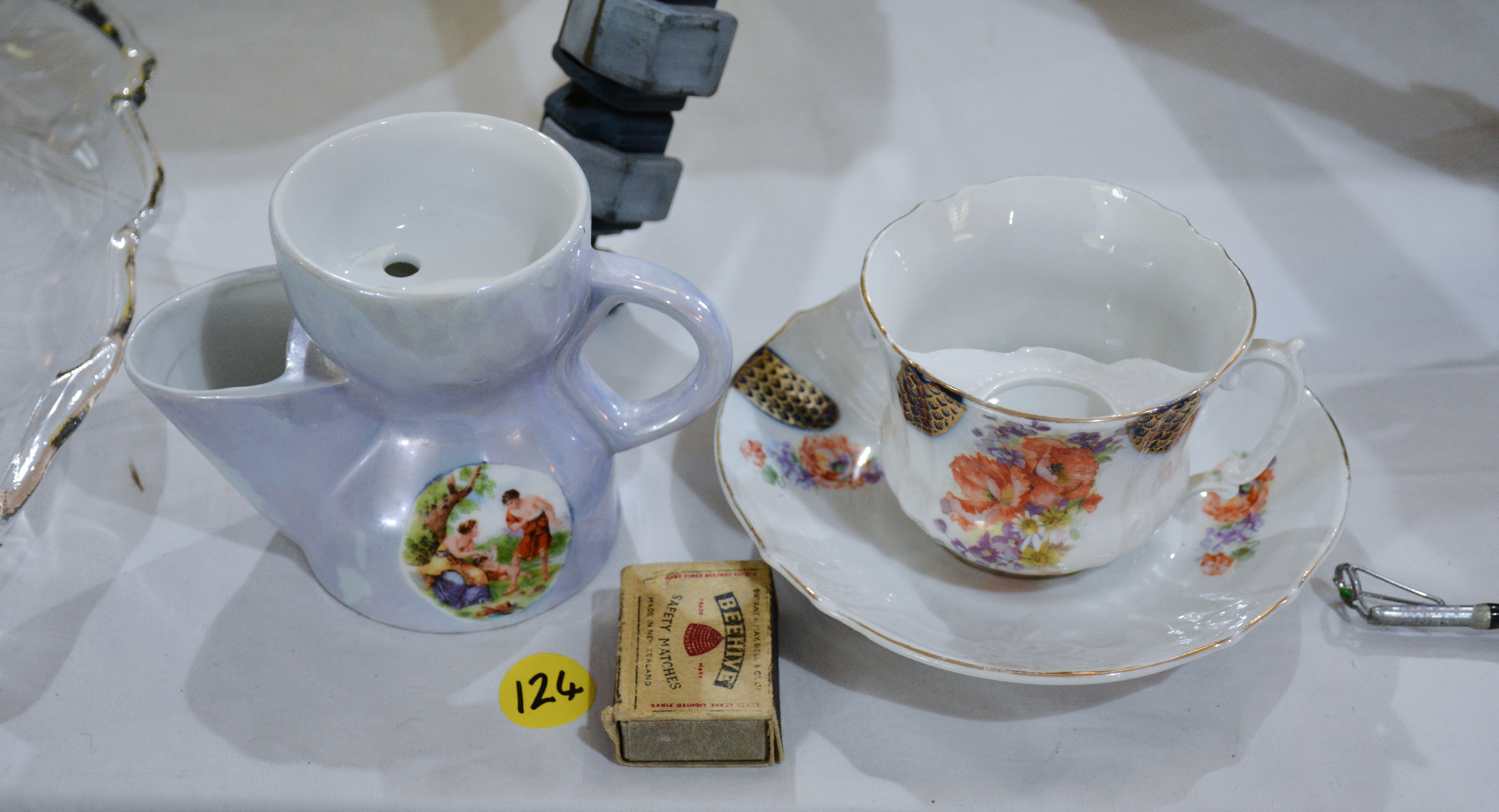 Vintage Shaving Mug and Teacup/Saucer with Moustache Protector — NZ auction result